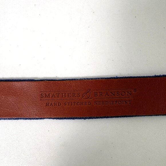 Smathers & Branson Needlepoint Belt Size 34 Georgetown University Brass Buckle - Picture 5 of 11